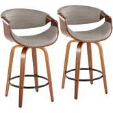 Symphony Counter Stool in Walnut & Grey Leatherette (Set of 2)